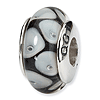 Sterling Silver Reflections Black Grey Blob Hand-blown Glass Bead