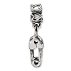 Sterling Silver Reflections Kids Safety Pin Dangle Bead