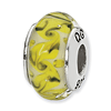 Sterling Silver Reflections Yellow Green White Swirl Glass Bead