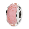 Sterling Silver Reflections Pink Red Scribbles Hand-blown Glass Bead