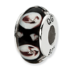 Sterling Silver Reflections Black Purple White Glass Bead