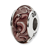 Sterling Silver Reflections Purple Swirl Hand-blown Glass Bead