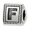 Sterling Silver Reflections Letter F Triangle Block Bead