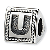 Sterling Silver Reflections Letter U Triangle Block Bead