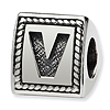 Sterling Silver Reflections Letter V Triangle Block Bead