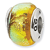 Sterling Silver Golden Yellow Dichroic Glass Bead
