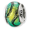 Sterling Silver Yellow Green Swirl Dichroic Glass Bead