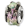 Sterling Silver Pink and Lime Bumpy Dichroic Glass Bead