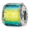 Sterling Silver Yellow Blue Shatter Effect Dichroic Glass Bead