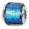 Sterling Silver Blue Dichroic Glass Barrel Bead