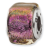 Sterling Silver Purple Dichroic Glass Square Bead