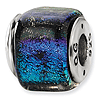 Sterling Silver Rainbow Dichroic Glass Square Bead
