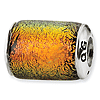 Sterling Silver Orange Dichroic Glass Barrel Bead