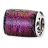 Sterling Silver Purple Dichroic Glass Barrel Bead