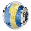 Sterling Silver Blue Gold Italian Murano Bead