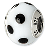 Sterling Silver White Black Dot Italian Murano Bead