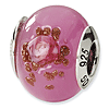 Sterling Silver Pink Red Brown Italian Murano Bead