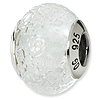 Sterling Silver White Italian Murano Bead with Rock Salt Texture