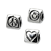 Sterling Silver Reflections Peace Smiley Face and Heart Trilogy Bead