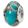 Sterling Silver Reflections Blue Mosaic Magnasite Stone Bead