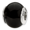 Sterling Silver Reflections Smooth Black Agate Stone Bead