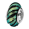 Sterling Silver Reflections Green Swirl Dichroic Glass Bead