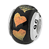 Sterling Silver Reflections Orange Green Hearts Dichroic Glass Bead