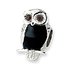Sterling Silver Reflections Black Enamel Wise Owl Bead