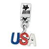 Sterling Silver Reflections Enameled USA Dangle Bead
