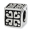 Sterling Silver Reflections Heart Cube Bead