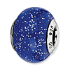 Sterling Silver Reflections Dark Blue Silver Glitter Murano Glass Bead