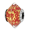 Sterling Silver Reflections Red Yellow Italian Murano Glass Bead