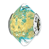 Sterling Silver Reflections Yellow Teal Italian Murano Glass Bead