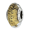 Sterling Silver Reflections Black Gold Italian Murano Glass Bead
