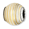Sterling Silver Reflections Gold-plated Striped Laser Cut Bead
