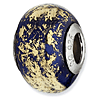 Sterling Silver Reflections Dark Blue with Gold Foil Ceramic Bead