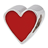 Sterling Silver Red Enameled Heart Reflections Bead