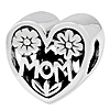 Sterling Silver Reflections Mom Heart Bead with Flowers