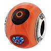Sterling Silver Reflections Orange with Decorative Accents Glass Bead