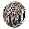 Sterling Silver Reflections Italian Murano Purple Stripes Glass Bead
