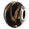 Sterling Silver Reflections Italian Brown and Gold Colored Glass Bead