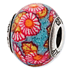 Sterling Silver Reflections Multicolor Floral Overlay Glass Bead