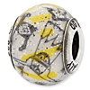 Sterling Silver Italian Decorative Yellow and White Glass Bead