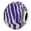 Sterling Silver Reflections Italian Purple White Stripes Glass Bead