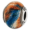 Sterling Silver Reflections Italian Blue and Orange Glass Bead