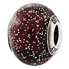 Sterling Silver Reflections Dark Purple with Silver Glitter Glass Bead