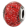 Sterling Silver Reflections Italian Red with Silver Glitter Glass Bead