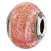 Sterling Silver Reflections Italian Pink with Gold Glitter Glass Bead