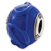 Sterling Silver Reflections Dark Blue with Textured Lines Glass Bead