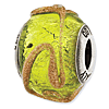 Sterling Silver Reflections Light Green with Textured Lines Glass Bead